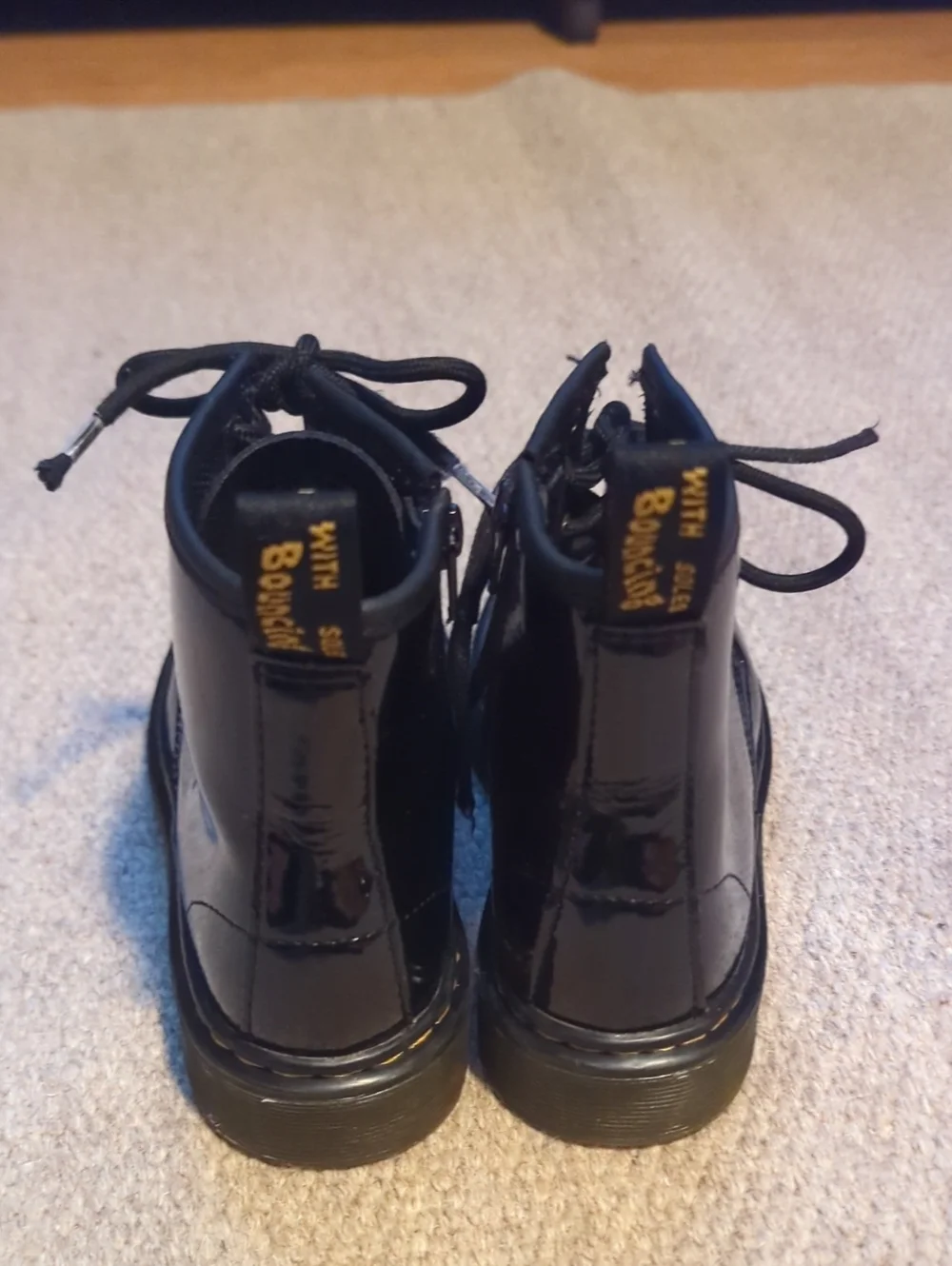 Youth Dr.MARTENS 1460  Patent Leather Lace Up Boots black Glossy Boots Size 2